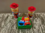 New Tupperware Elmo Sesame Street Set of 3 Colorful tumbler & sandwich keeper
