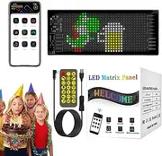 Scrolling LED Sign - Flexible Digital Display, Remote-Controlled Message Board, High-Visibility LED Panel | 7x3 Inches Programmable Advertising Screen for Car, Hotel, Store, Taxi, Events