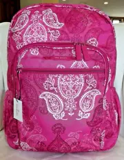 VERA BRADLEY Lighten Up Campus Backpack Book Bag - Stamped Paisley Pink - NWT