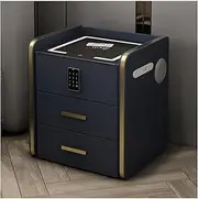 Smart Bedside Table with Combination Lock,Modern Smart Nightstands with 3 Drawers,USB and Bluetooth Speaker,Bedside Table Cabinet for Bedroom and Living Room (Color : H, Size : 48x40x52cm)