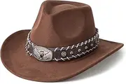 [MTKCM] Cowboy Hats for Men Women Wide Brim Cowgirl Fedora Hat