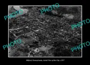 OLD POSTCARD SIZE PHOTO MILFORD PENNSYLVANIA, AERIAL VIEW OF THE TOWN c1937