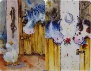 Swap cards Modern playing card back Comical Horses