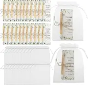 Bamboo Ballpoint Pens & Thank You Cards Kit - Elegant Set with Organza Bag, Bulk Inspirational Gifts for Teachers