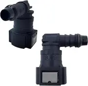DACIRTY 2 PCS Fuel Line Connector, Multi-function Oil Pump Male Female Nylon Quick Disconnect Fitting, 9.49-ID8 Heat Resistant and Rust-proof Adapter, for Most Cars Repair Accessories (Black #Bend)