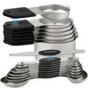 Magnetic Measuring Cups and Spoons Set Stainless Steel Stackable 7 Magnetic M...