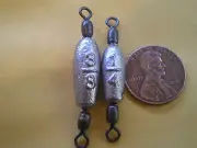 50 TROLLING SINKER W/#8 BLACK CRANE SWIVEL 3/8, 1/4, OZ. 25 EACH. GOOD QUALITY