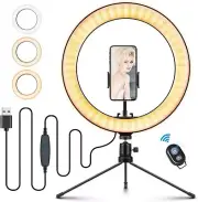 10.2 Selfie Ring Light with Tripod Stand, Dimmable with Cell Phone Holder 3 Mode