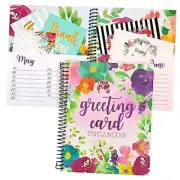 Floral Month by Month Greeting Card Organizer Book with 24 Pockets, Card and