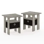 Andrey Set of 2 End Table / Side Table / Night Stand / Bedside Table with Bin Dr