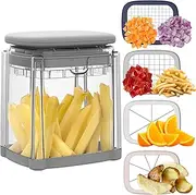 Brieftons PerfectCut Vegetable Chopper: 4-Blade Veggie Dicer Fruit Slicer, Potato French Fry Cutter, Wedge Cutter, Onion Chopper, Egg Slicer with 5 Recipe Ebooks, Safe to Use, Easy to Clean & Store