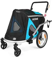 FITTOO Dog Bike Trailer, 2-in-1 Foldable Tow Behind Bike Pet Trailers, Bicycle Bike Pet Carrier Trailer with Universal Bicycle Coupler, Converts to Stroller, Pram, Jogger