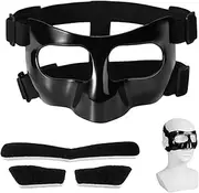 Nose Guard for Broken Nose, 5.9x3.74in Adjustable Face Shield with Pads Face Guard Sports Training Face Mask Nose Protector for Adults Teens Basketball Soccer Baseball (Black)