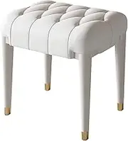 Footstool Dressing Table Dressing Table Make-up Vanity Baroque Piano Stool upholstered Bench Chair with rubberwood Legs (Color: White)