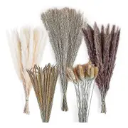 120pcs Dried Pampas Grass Bouquet Decor, Boho Home Room Wedding Party Arrangements,fall Dry Flowers Bundles Bulk Tall