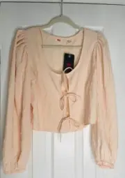 Levi's Tie-Front Floral-Print Blouse Peach Pure M B4HP