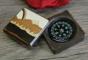 Compass Box Pocket Military Camping Army Hiking camping Wood Mountain 3 Handmade