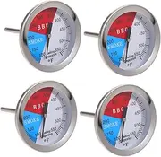 Kisangel 4pcs Oven Thermometer Grilling Meat Thermometers Meat Instant Read Temp Probe for Cooking Barbecue Temp Testing Gauge Kitchen Use Steak Thermometer Grills Outdoor Thermometer Glass