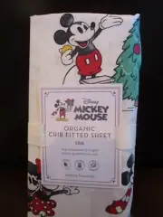 Pottery Barn Kids Org Disney Mickey Mouse Christmas fitted sheet crib Holiday