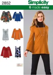 Simplicity 2852 Misses Knit Tunics or Tops sizes 6-8-10-12-14 sewing pattern