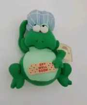 Vintage Russ Get Well Soon Plush Frog w/ Bandage & Head Ice Pack Stuffed Animal