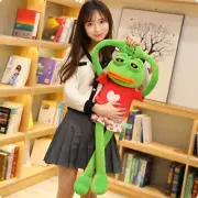 80cm Giant Sad Frog Plush Toy Soft Stuffed Pillow Magic Expression Sad Pepe Red