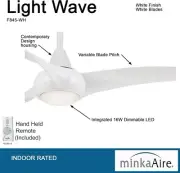 Minka Aire F845-WH Light Wave 44 in. LED Indoor White Ceiling Fan with Remote