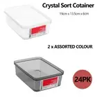 24x Assorted Colour Crystal Sort Container Food Home Fridge Storage Organiser