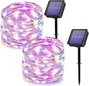[2 Pack] OWWASD 28M 240 LED Solar Fairy String Lights Outdoor, Fairy Christmas Light Solar Lighting IP65 Waterproof for Home Garden Patio Wedding Party Xmas (Colourful)