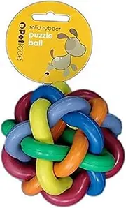 Petface 25014DS1 Rubber Puzzle Ball Dog Toy, Multicoloured