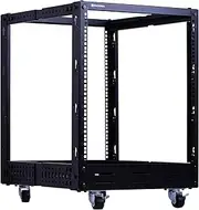 RackPath 12U Open Frame Server Rack – Heavy Duty 4 Post Adjustable Depth with Casters, Black
