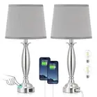 Bedrooms Touch Control Bedside Lamp with USB C+A, 3 Way Dimmable Nightstand L...