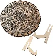 DOITOOL Wooden Tree Calendar for Home Office Rustic Decor Functional Table Calendar Ornament Natural Wood Wheel Year for Housewarming Events