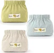 Small Make Up Bag, 3Pcs Corduroy Handbag Organiser, Elastic Hair Tie Organizer, Lipstick Case, Small/Mini Popper Cosmetic Pouch, Makeup Bags for Women Teenage Girls, Bag Essentials-Light Color, White+