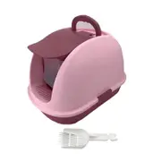Xl Hooded Cat Toilet Litter Box Tray House With Charcoal Filter And Scoop Pink Litter Trays