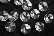 30PCS 20mm 2-Hole Clear Octagon Crystal Chandelier Lamp Part Replace Beads Prism
