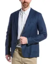 Ted Baker Men's Blue Onich Linen-blend Slim Fit Blazer Size 6-UK/2XL US NWT $425