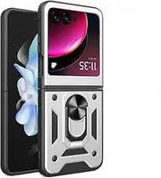 Compatible with Motorola Razr 40 Ultra 5G Case,Slide Lens Shockproof Case Compatible with Moto Razr 2023 / Razr 4 Case Ring Kickstand 2 in 1 Phone Case Cover Bai