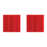 2x Dexas Silicone 11cm Ice Cube Tray Maker Soft 9-Grid Square Freezer Mould Red