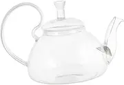 SOLUSTRE Heat Resistant Glass Teapot with Ergonomic Handle Kung Fu Teapot for Home Brewing for Flower and Craft Teas