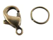 Bag Of 4 Clasps Snap Hooks Colours Bronze 12MM With Rings