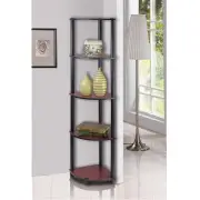 Furinno Turn-N-Tube Wood 5 Tier Corner Display Rack in Dark Cherry/Black