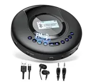 CD Player Portable , Portable CD Player Bluetooth with FM Radio, 2000mAh Black