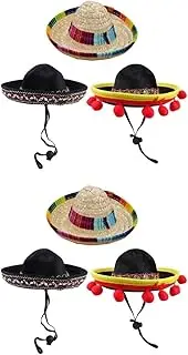 Yardwe 3PCS Pet Sombrero Hats Dog Mexican Hats Small Dog Cat Costume Hat for Fiesta Carnival Party Photo Props (Random Style)