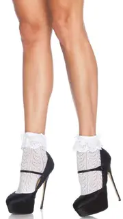 Crochet Heart White Lace Top Anklet Socks