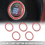 5 Pcs Car Engine Start Stop Decoration Ring Push Start Button Knob Trim Red