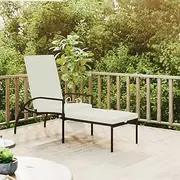 Sun Lounger, Outdoor Sun Lounge Patio Chaise Lounge Reclining Chair Recliner Chair Sun Lounger with Footrest PE Rattan Black