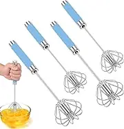 4Pcs Stainless Steel Egg Whisk, Hand Push Rotary Whisk Blender, Versatile Milk Frother, Hand Push Whizzy Whisk, Hand Push Mixer Stirrer for Blending Whisking Baking (4PCS)