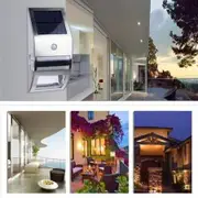 LUD Stainless Steel Solar Power Highlight LED PIR Induction Wall Light - Silver