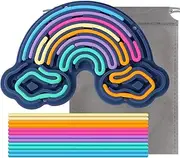 FIIOEOY Sensory Activity Board Silicone Fidget Toy, Double-Sided Rainbow Sensory Toys for Autism, Stress, Anxiety, ADHD, Kids 3+& Adults, Includes Travel Bag & 12 Strings, Dark Blue